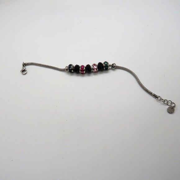 Brosway Bracelet Silver Tone Faceted Multi Color Beads Black Pink Green - Picture 15 of 16